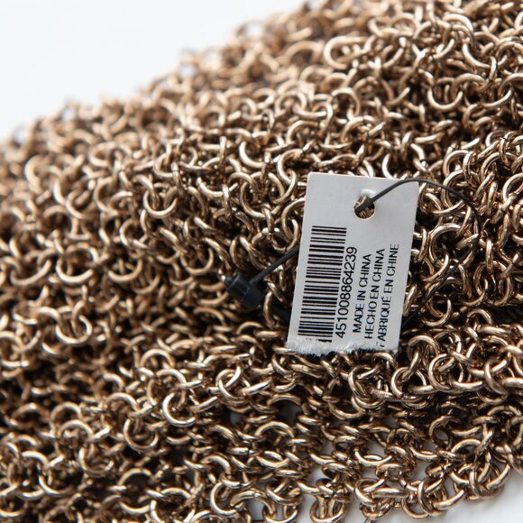 Chico's Ambrosia Necklace Chainmail Bib Metal Scarf Gold New - Picture 3 of 7